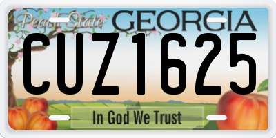 GA license plate CUZ1625