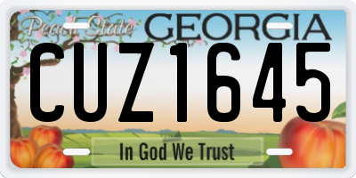 GA license plate CUZ1645