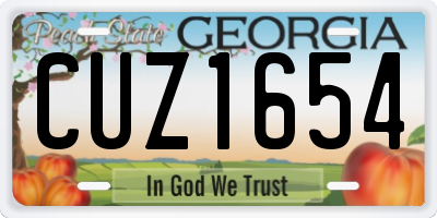 GA license plate CUZ1654