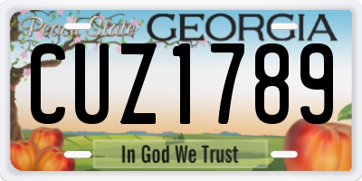 GA license plate CUZ1789