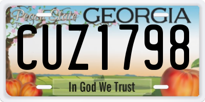 GA license plate CUZ1798