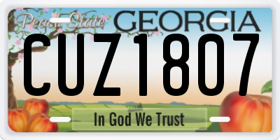 GA license plate CUZ1807