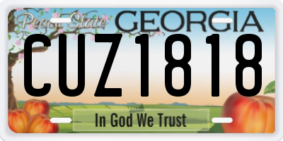 GA license plate CUZ1818
