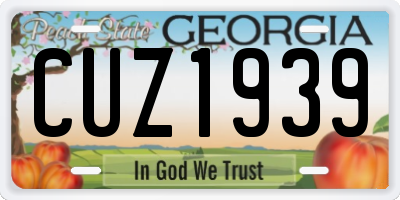 GA license plate CUZ1939