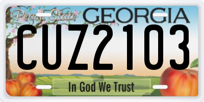 GA license plate CUZ2103