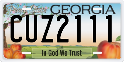 GA license plate CUZ2111