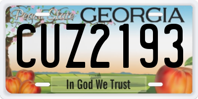 GA license plate CUZ2193