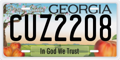 GA license plate CUZ2208