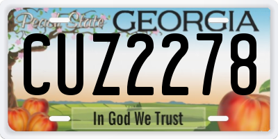 GA license plate CUZ2278