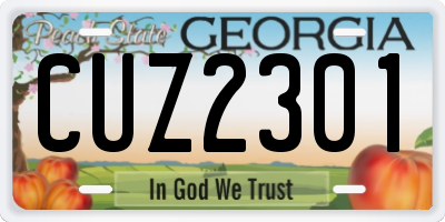 GA license plate CUZ2301