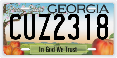 GA license plate CUZ2318