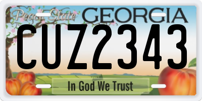 GA license plate CUZ2343