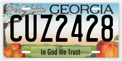 GA license plate CUZ2428