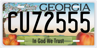 GA license plate CUZ2555
