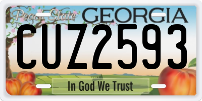 GA license plate CUZ2593