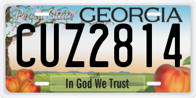 GA license plate CUZ2814