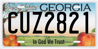 GA license plate CUZ2821