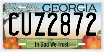 GA license plate CUZ2872