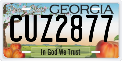 GA license plate CUZ2877