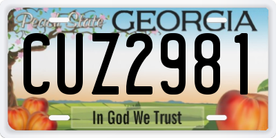 GA license plate CUZ2981