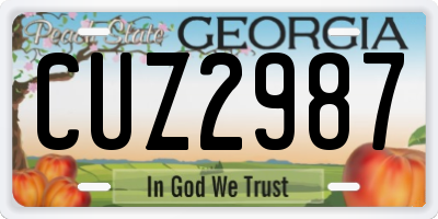 GA license plate CUZ2987