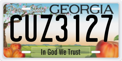 GA license plate CUZ3127