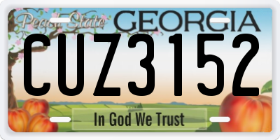 GA license plate CUZ3152
