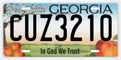 GA license plate CUZ3210