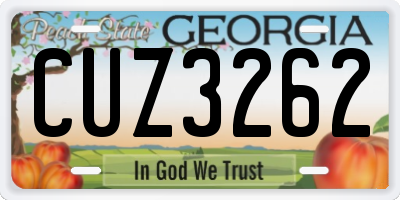 GA license plate CUZ3262