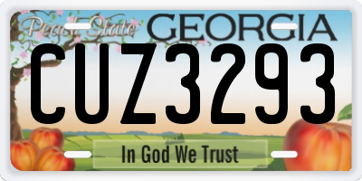 GA license plate CUZ3293