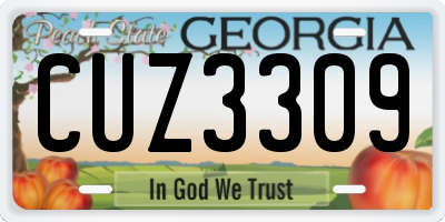 GA license plate CUZ3309