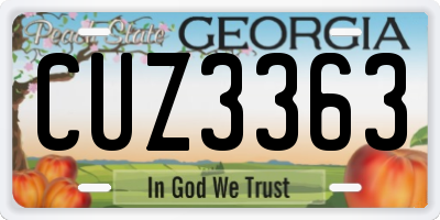 GA license plate CUZ3363