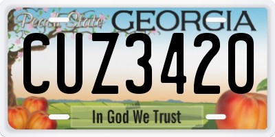 GA license plate CUZ3420