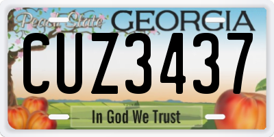 GA license plate CUZ3437