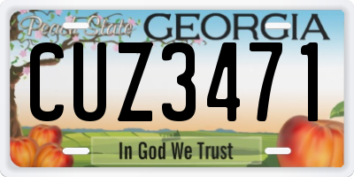 GA license plate CUZ3471