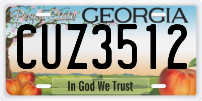 GA license plate CUZ3512