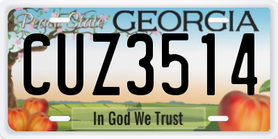 GA license plate CUZ3514