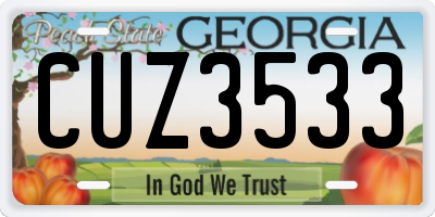 GA license plate CUZ3533