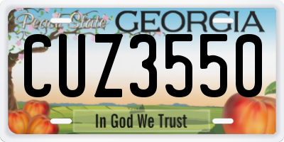 GA license plate CUZ3550