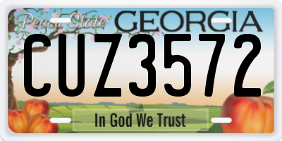 GA license plate CUZ3572