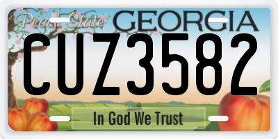 GA license plate CUZ3582