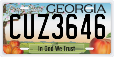 GA license plate CUZ3646