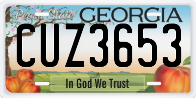 GA license plate CUZ3653