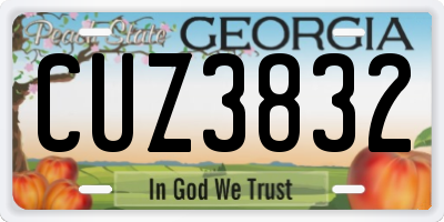 GA license plate CUZ3832