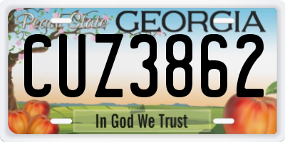 GA license plate CUZ3862