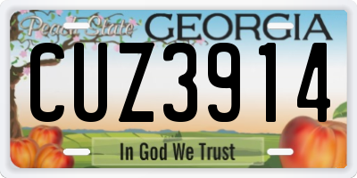 GA license plate CUZ3914