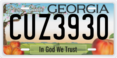 GA license plate CUZ3930