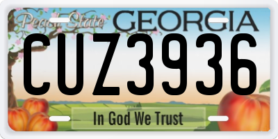 GA license plate CUZ3936
