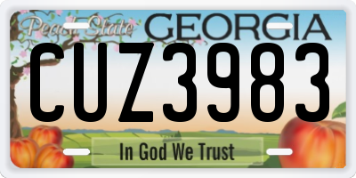 GA license plate CUZ3983