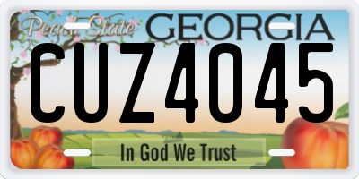 GA license plate CUZ4045
